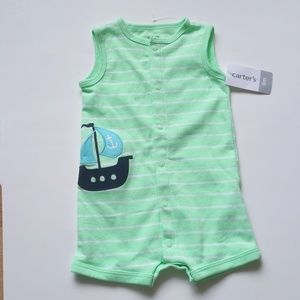New Carters onesie green boat